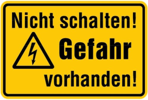LEMAX® Warnschild, Nicht schalten! Gefahr vorhanden!, 120 x 200 mm Kunststoff Gelb Aufdruckfarbe: Schwarz 200x120mm