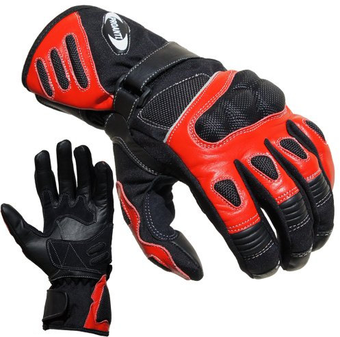 PROANTI Sommer City Motorradhandschuhe | Motorrad Handschuhe aus Nylon-Cordura und Leder | strapazierfähige Rindsleder-Innenfläche | optimale Passform | angenehmer Griff | Protektoren | Rot,Größe XL