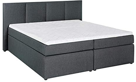 Möbelfreude Doluna Boxspringbett Kaz Anthrazit 200x200 cm H3 inkl. Visco-Topper, Taschenfederkern-Matratze
