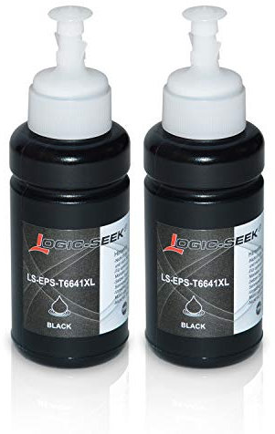 2 Tintenpatronen kompatibel für Epson EcoTank L300 L350 L355 L365 L455 L550 L555 L565 L655 L100 L200 ET-2650 ET-4750 ET-2500 ET-2550 ET-4750 ET-2600 ET-4500 ET-14000, C13T66414A T6641, Schwarz je 70ml