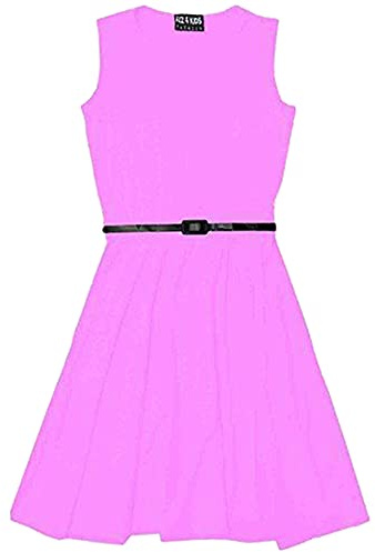 A2Z 4 Kids Girls Skater Dress Party Fashion Dresses with Free Belt Summer Dress Round Neck Flared Dresses Party Dress 2-13 Years