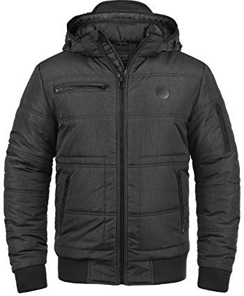 Blend BHBoris Herren Winterjacke Steppjacke Jacke gefüttert mit abnehmbarer Kapuze Reißverschlusstaschen Regular fit, Größe:3XL, Farbe:Black (70155)