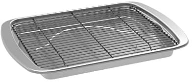 Nordic Ware Backblech, 2-teiliges Backblech, inklusive Pfanne und Gestell, natürliches Aluminium für Luftbraten, Knuspern, Braten, Backen