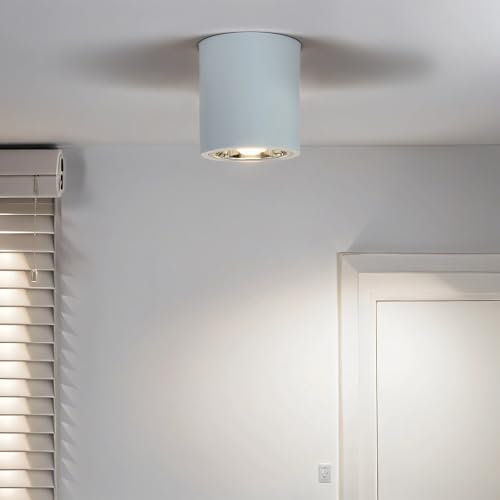 Licht-Erlebnisse Aufbaustrahler Metall Weiß Wohnzimmer Küche Flur H:15,5 cm E27 max. 60 Watt Zylinder rund Moderne Deckenleuchte DOWNLIGHT