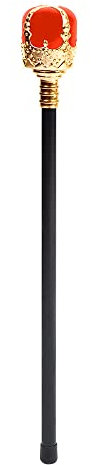 Boland 00608 - Königs-Zepter, 48 cm, schwarzer Stab mit gold-roter Krone, 'Accessoire, Kostüm, Karneval, Halloween, Mottoparty