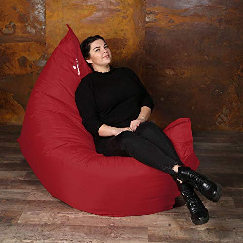 QSack Outdoor Sitzsack XXL, Deutscher Qualitätsfüllung, 140x180 cm (Rot)