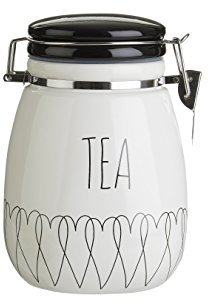 Premier Housewares Heartlines Tea Canister, Dolomite - White