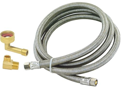 Eastman 5 Ft. Dishwasher Installation Kit, Braided Stainless Steel Supply Line with 3/8 Inch Compression Ends, 41041