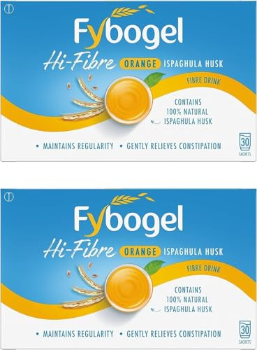 Fybogel Orange Hi-Fibre Sachet, 30 Sachets X 2, 60 Total | Ispaghula Husk, Constipation Relief, Maintains Regularity, Helps Digestive System, Natural, Laxatives, Digestion and Nausea