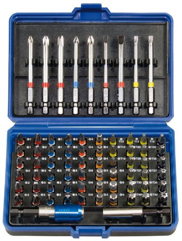 SW-Stahl 04127L Bitsortiment, 1/4, 71-teilig I Bit Set 71-tlg I Farbmarkierte Torx T10–T40 I Phillips PH1–PH3 I Schlitz 4.5 mm I Schrauberbits mit Bit-Halter und Kassette