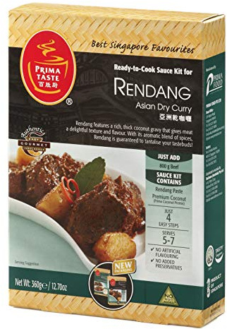 Prima Taste Ready-to-Cook Sauce Kit for Rendang Asian Dry Curry, 360 g