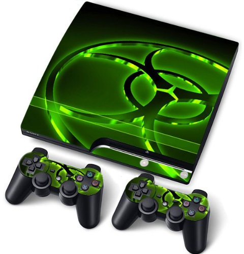 Autocollant pour console de jeu PlayStation 3 Slim PS3 PlayStation 3 Slim peau Autocollants PVC pour la console + 2 manettes/tapis Decal couverture de protecteur de l'art d'effet de cuir