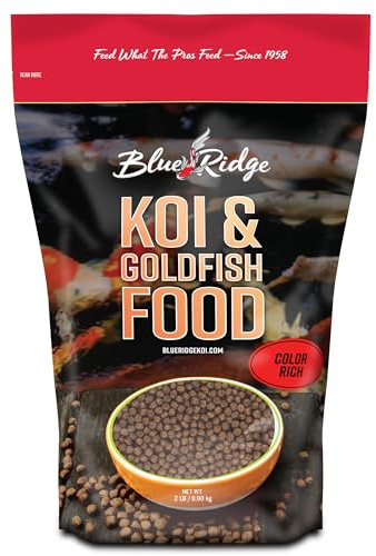 Blue Ridge Koi Fish Food 2lb - Koi Food Color Growth Formula, Goldfish Food, Premium Fish Food for Ponds, Ponds Fish Food, Floating Pond Pellets