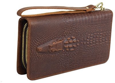 ROOGU Miami * Clutch Geldbörse Rindsleder Tasche Prägung Alligator Krokodil Handmade