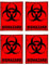 Warnschild für den Innen- und Außenbereich, 12,7 x 10,2 cm, biologische Gefahr, selbstklebend, Vinyl, 4 Stück
