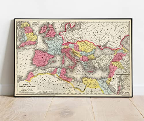 Historische Karte – Karte des römischen Imperiums in der Periode seines größten Ausmaßes über das Jahr A.D. 107, 1875 Klassischer Atlas – Vintage-Wandkunst – 91,4 x 61 cm