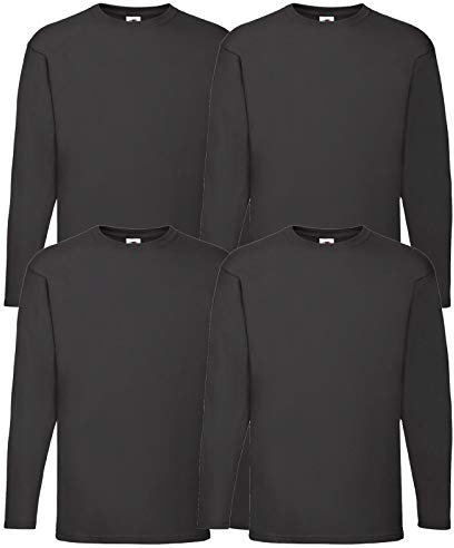 Fruit of the Loom Men's Valueweight Long Sleeve Sports Top, black, 3XL