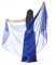 SHOWYOU Leichter halbrunder Chiffon-Handschal, Bauchtanz-Kostüm, Outfit, Hüftschal, Paillettenbesatz, Schal, Schleier, Blau, 98.43 x 47.24 inch