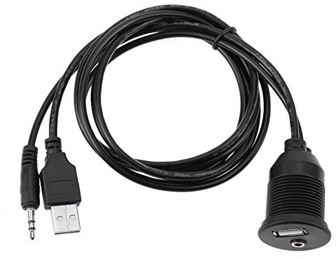 Cavo Presa USB per Auto Cavo di Prolunga AUX USB 2.0 da 3.5mm M/F Cruscotto Pannello di Montaggio 1M