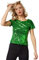 dressforfun 901013 Damen Pailletten Top, Glitzer Kurzarm Oberteil, grün - Diverse Größen - (L)