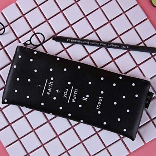 Kawaii Black White Dot Pu Leather Pen Bag Cute Pink Pencil Case Girls Preference School Stationery Office Supplies Study Tool,C
