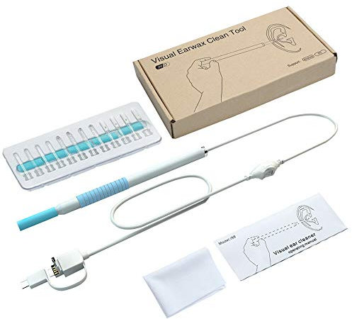 1.3MP HD Ear Endoscope USB Camera 3-in-1 Scope & Earwax Remover for Android, Windows, MAC PCs - 2M (White/Blue)