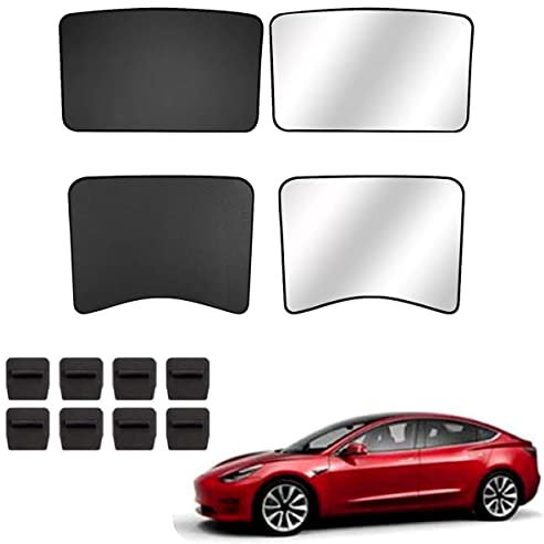 topfit für Tesla Model 3 Sonnenschutz Auto Sonnendach UV-Schutz Fenster Sonnenschutz faltbar Glas Dach Sonnenschutz für vorne und hinten Fenster Sonnenschutz für Model 3 2021-2025