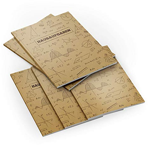itenga Set 5X Hausaufgabenheft Formeln Kraftpapier Schule Schulbedarf Meine Hausaufgaben DIN A5 für Schüler und Schulklasse