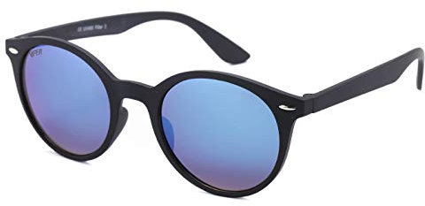 Alsino Viper Runde Sonnenbrille Leichte Brille mit UV 400 Schutz Viper Eyewear Collection in verschiedenen Modellen Herren Damen inkl. Brillenetui Unisex (blau-schwarz)