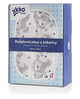 XKKO Weiches Bio-Baumwolle Pucktuch Musselin 120 x 120 cm (Weiß Schaukelpferde)