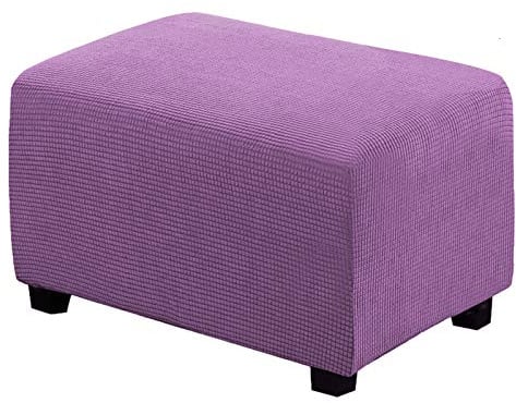 KAISUN Bezug Für Fußhocker Sitzhocker Elastisch Husse Für Sofa Fußbank Jacquard Überzug Für Rechteckiger Hocker Fußschemel Fußstütze Schonbezug (Lila,S)