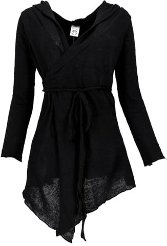 GURU SHOP Pixi Wickel-Strickjacke - Schwarz, Damen, Baumwolle