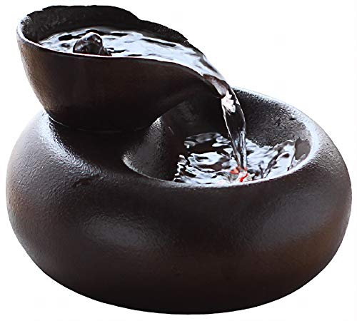 DHGTEP Bebedero Gatos Fuente de Cerámica, Comedero de Agua para Gatos de Cerámica, 1.5L, Fuente para Gatos y Perros con Filtros y USB, Tensión de Seguridad de 5V (Color : Black)