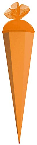 Schultüte - Rohling - ORANGE Größenwahl 35 cm bis 100 cm mit Holzspitze - Zuckertüte ALLE Größen - Roth - zum Basteln, Bemalen und Bekleben Bastelschult..