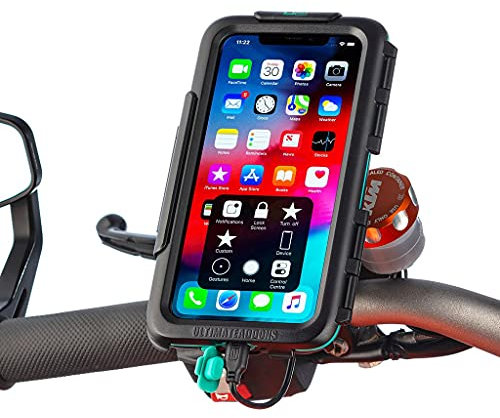 Ultimateaddons Motorcycle Mirror 8-10mm Stem Mount with Waterproof Case Compatible with Apple iPhone SE 2020