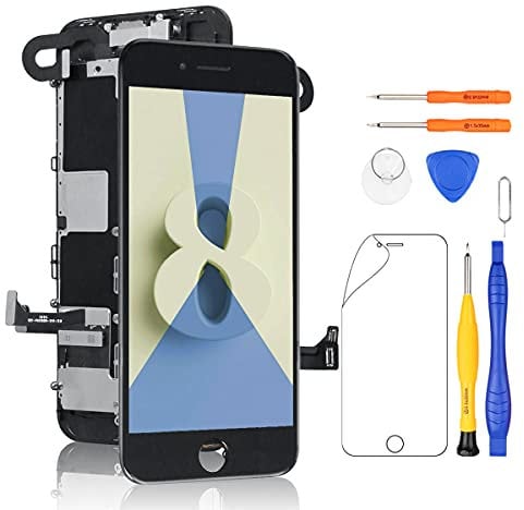 Yodoit for iPhone 8 / SE 2020 Screen Replacement Black, LCD Display Touch Digitizer with Front Camera, + Ear Speaker + Tool Kit, Compatible with Model A1863, A1905, A1906