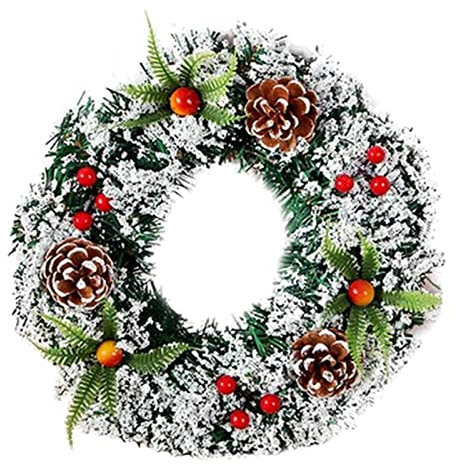 Tubayia Weihnachtskranz Künstliche Tannenzapfen Beeren Cluster Girlande Fichte Mattierte Zweige Kränze (20 cm)