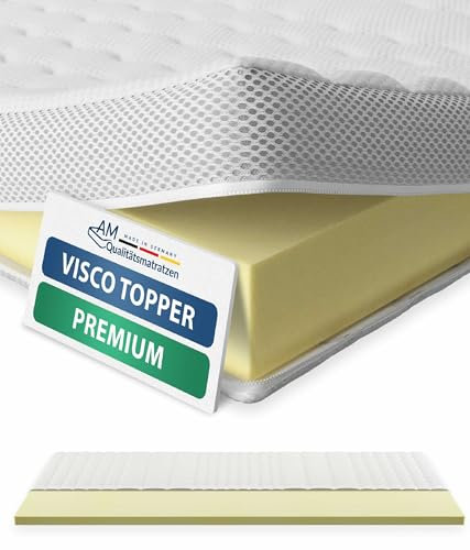 AM Qualitätsmatratzen Visco Topper 130x200cm H2 - Made in Germany - Oeko TEX zertfizierter Memory Foam Topper 130x200 mit Lyocell Bezug - Druckentlastende & viscoelastische Matratzenauflage 130x200