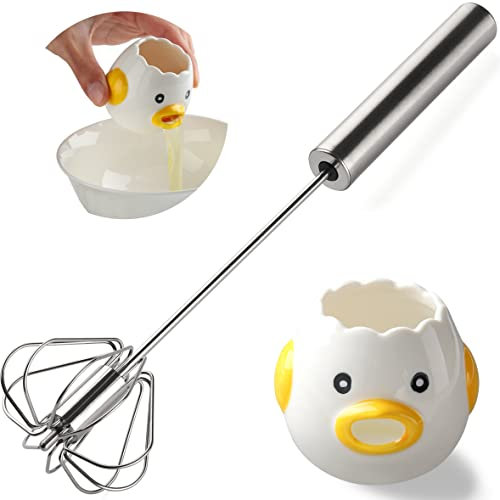 Eiertrenner Set Eigelb Weiß Separator & Eierbesen Edelstahl Ei Weiß Eigelb Filter Eierteiler für Kochen Küche Gadget (1)