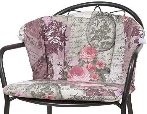 Kettler Polen KETTtex 0798 Auflage für Royal Garden MWH Sessel Elegance rosa-grau Blumen Sitzpolster (ohne Stuhl)