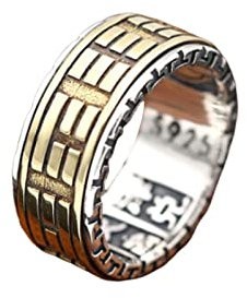 Homxi Goth Ring Herren,Ringe Tai Chi Yin Yang Silber Ring Herren 925 Gold Ringe Herren Größe 60 (19.1)