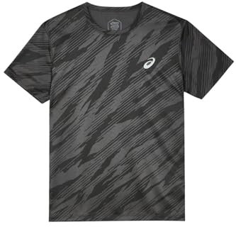 ASICS Herren Core All Over Print Ss Top Unterhemd, Graphite Grey/Performance Black, M