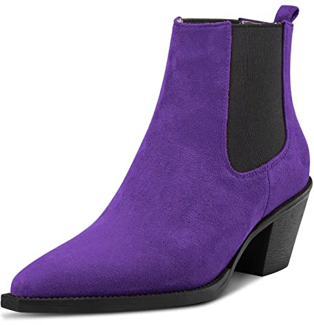 Castamere Donna Chunky Blocco Basso Gattini Tacco Heel Chiusa a Punta Stivaletti Slip-on Ufficio Dress 6.5 CM Heels Stivali