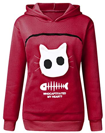 NUSGEAR Sweat a Capuche Femme Chat Hiver Chaud Pas Cher A La Mode Sweatshirt S Respirant Poche Kangourou pour Porter Un Chat Hoodies Tops