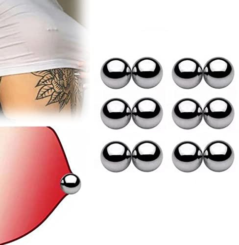 Anneaux de Mamelon magnétiques de Barre de Faux Mamelon, Piercing de Mamelon magnétique Non perçant argenté, Faux Bijoux de Mamelon de Piercing de Mamelon (6 Paires)