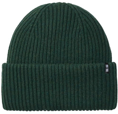Enter the Complex® Oversize Beanie Mütze, Damen und Herren, Made in Italy, 100% feinste Merinowolle, Gerippt, Dunkel Olive