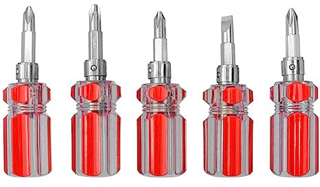 Bestgle 5pcs Mini Stubby Screwdrivers Set, 2-in-1 Phillips and Flat Head Reversible Stubby Short Screwdriver Small Compact Hand Tools for Repair Works