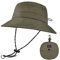 flintronic Sonnenhut Herren Damen, Wide Brim UV-Schutz Eimer Hüte mit Kinnriemen, Faltbar Wasserdicht Breathable Design für Wandern/Angeln/Camping-Armeegrün