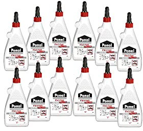 Ponal Fix & Fest Holzleim, sofort haftender Holzkleber für die Innenanwendung, gelartiger Kleber ideal für senkrechte Flächen, transparent trocknender Leim, 12 x 200g
