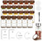 35 quadratische Flaschen mit Akazienholzdeckeln Set Gewürzdosen 120M, Transparent Spice Jars, Zwei Typen Von Gewürzsieben Gewürzstreuer, Praktisch Gewürzgläser Set